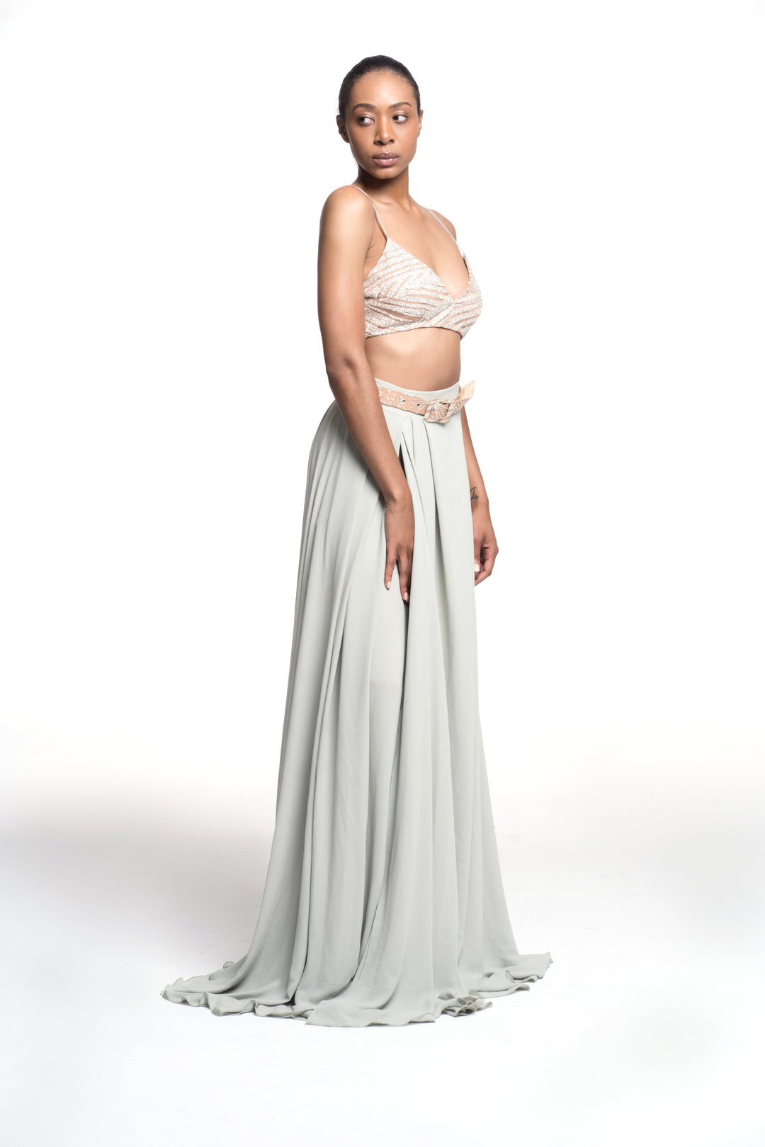 Belted Layered Skirt (Seafoam)